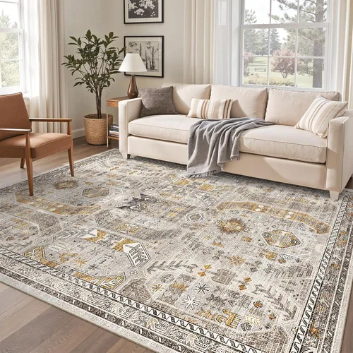 Miniatura 82 de Madane Alfombra lavable de 2 x 3 pies, alfombra de entrada pequeña, antideslizante, vintage, para entrada interior, alfombra de pelo bajo