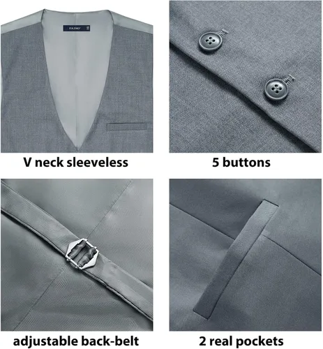 Miniatura 3 de FAIMO Suit Vest for Men Formal, Business Tuxedo Vest Bow Tie Pocket Square Set, Mens Dress Vest for Wedding(XS-4XL)