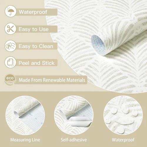 Miniatura 6 de Safiyya Papel tapiz autoadhesivo para despegar y pegar, papel de contacto bohemio, color beige, neutro, moderno, geométrico, autoadhesivo