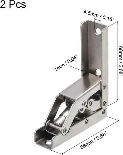 Miniatura 2 de uxcell Soporte plegable de la bisagra del estante de 90 grados, soporte ocultado del tenedor de la tabla 2pcs para las piezas de los muebles