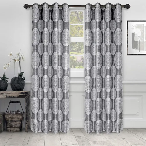 Miniatura 6 de Superior Cordon - Cortinas de jacquard para habitación y ventana, con ojales de acero inoxidable, clásico ecléctico transicional, juego de 2 paneles