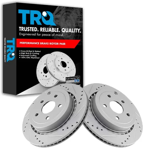 Miniatura 300 de TRQ Juego de rotores de freno de rendimiento trasero con revestimiento G premium compatible con Mazda 6 2014-2021
