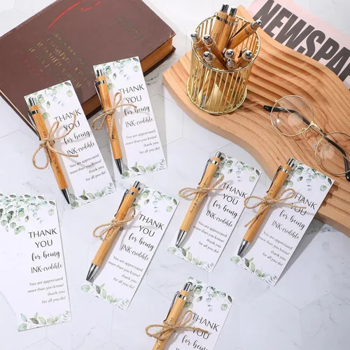 Miniatura 4 de Fulmoon Juego de 20 regalos de agradecimiento a los empleados, incluye bolígrafo de bambú de madera con texto en inglés "May You Be Proud