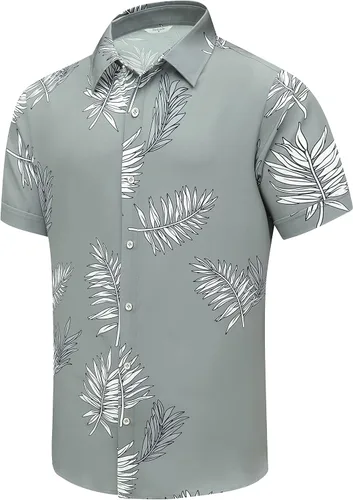 Miniatura 15 de SheLucki - Camisa hawaiana para hombre, unisex, de manga corta, con botones, para la playa y el verano, ropa casual estampada con sombra de palmas