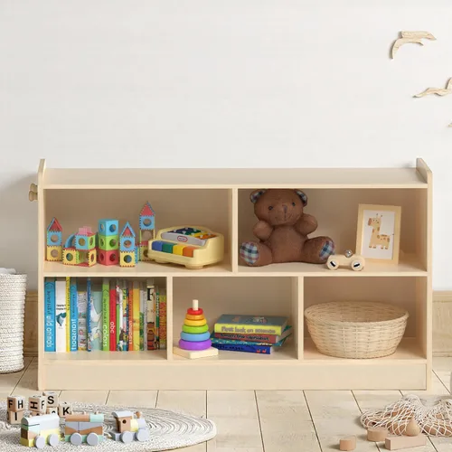 Miniatura 2 de Estante Montessori de madera, organizadores y almacenamiento de juguetes de 2 estantes, organizador de aula para niños, sala de juegos, guardería