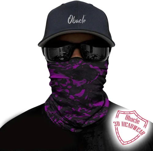 Miniatura 2 de Obacle Máscara Facial Sin Costuras Rave Bandana Hombres Mujeres para Protección contra Polvo Sol Viento Negro Puro Púrpura