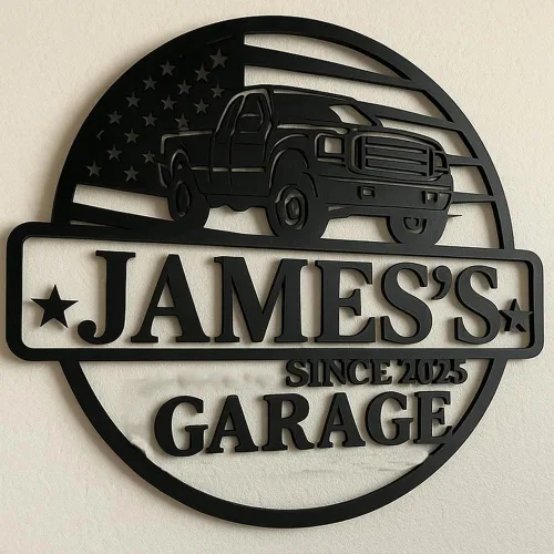 Miniatura 8 de Placa de Taller Personalizada de Bandera Americana de Metal, Regalo para Papá, Arte de Pared para Garaje, Placa de Taller de Papá, Nombre Diseño 4