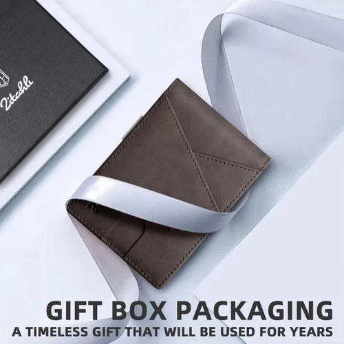 Miniatura 8 de Zitahli - Billeteras delgadas RFID para hombres, billetera de cuero flexible con clip de dinero, cartera minimalista con bolsillo frontal