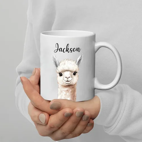 Miniatura 6 de Tazas de café de alpaca personalizadas elige nombre, regalos para hombres, mujeres, amantes de las alpacas, taza de café personalizada con acento