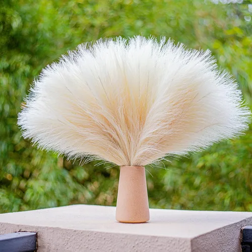 Miniatura 6 de 10 tallos de hierba de pampa sintética - 17.7" Hierba artificial de pampa decorativa esponjosa, pequeño arreglo floral de hierba de pampa y relleno