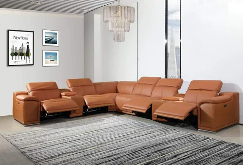 Miniatura 69 de BlackJack Furniture Venice - Juego de sofá reclinable seccional de cuero italiano de grano superior de 12 piezas con 4 reclinables eléctricos
