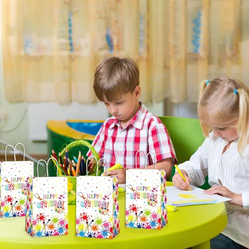 Miniatura 4 de gisgfim 12 bolsas de arte de pintura prémium con temática artística de cumpleaños, bolsas de golosinas, suministros de regalo, bolsas de regalo