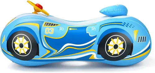 Miniatura 6 de Toddler Pool Float Inflatable Car Baby Swim Float with Adjustable Sun Canopy and Safety Seat Pool Toys for Kids 3+ Years Old