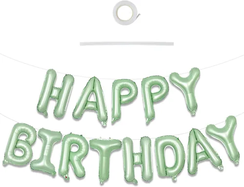 Miniatura 63 de TONIFUL Pancarta de Globos Negros de Feliz Cumpleaños de 16 Pulgadas con Letras de Papel de Aluminio Mylar, Cartel Banderín Reutilizable