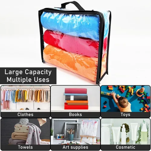 Miniatura 6 de 10 cubos grandes de embalaje de viaje transparente, bolsas de almacenamiento de vinilo transparente con cremallera, bolsa de plástico
