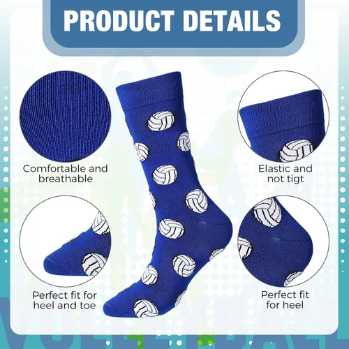 Miniatura 2 de 6 pares de calcetines de voleibol para hombre, divertidos calcetines deportivos para amantes del voleibol de fútbol, regalo para mujeres, correr