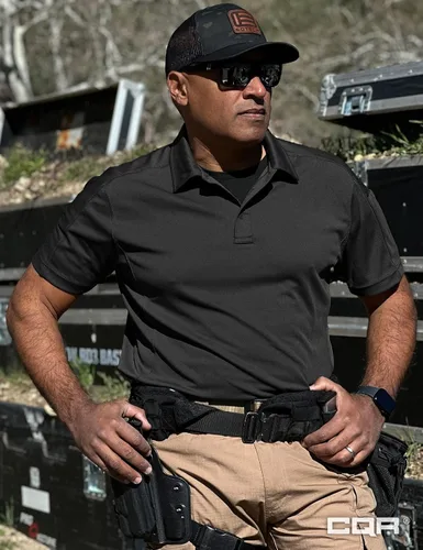 Miniatura 4 de CQR Camiseta polo táctica para hombre, de manga corta, ligera y con Dry Fit, tela piqué, FPU 50+, para exteriores