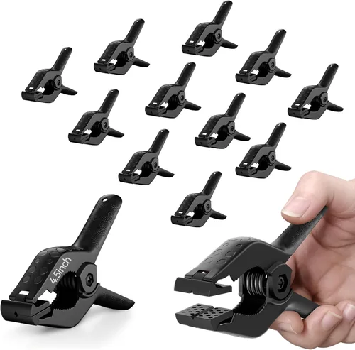 Miniatura 13 de EMART Paquete de 12 abrazaderas de resorte resistentes de plástico de 4.5 pulgadas, abrazaderas profesionales grandes para soporte de telón de negro