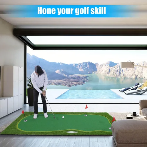Miniatura 2 de Golf Putting Verde/Mat-Golf Training Mat - Alfombrilla profesional de práctica de golf - Putter largo desafiante verde para interiores y exteriores