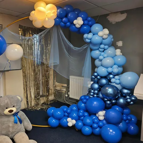 Miniatura 6 de Kit de arco de guirnalda de globos azules, globos azules surtidos, globos de látex azul real y azul claro para cumpleaños, baby shower, decoraciones