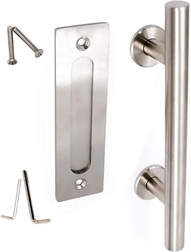 homdiy Tiradores de acero inoxidable para puerta corrediza de granero, herrajes HD08BSN de 7 pulgadas de centro a centro, níquel cepillado,