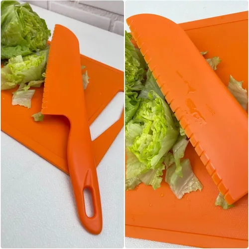 Miniatura 2 de jawbush Cuchillo de lechuga profesional de 11 pulgadas para cortar ensalada, frutas, pasteles, pan o brownies, juego de cuchillos de cocina dentados