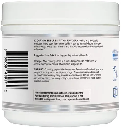 Miniatura 7 de Polvo de monohidrato de creatina pura 0.17 oz por porción Creatina en polvo de 17.64 oz para hombres y mujeres Suplemento nutricional