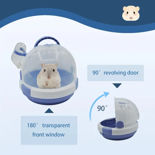 Miniatura 5 de Jaula transportadora para hámsters, jaulas portátiles para animales pequeños, estuche de viaje con botella de agua, plástico transpirable, jaula