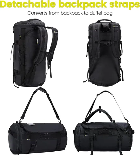 Miniatura 6 de Nepest Mochila de lona grande, 3 vías resistente al agua, bolsa de lona para gimnasio con compartimento para zapatos para deportes, entrenamiento