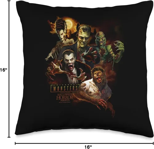 Miniatura 4 de Halloween Horror Nights HHN - Almohada universal de monstruos, 16 x 16, multicolor