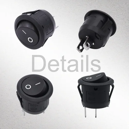Miniatura 2 de TWTADE Interruptor basculante redondo, interruptor de encendido y apagado de 12 V, interruptores de palanca de 2 pines SPST con precableado 6A/250V