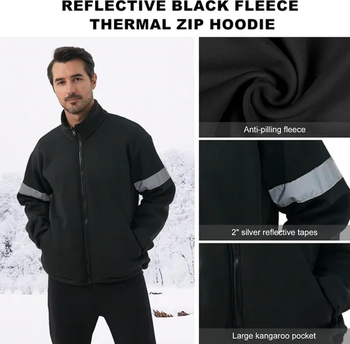 Miniatura 3 de Chaqueta de seguridad 3 en 1, chaqueta reflectante de alta visibilidad, chaqueta bomber Hi Vis, forro polar, impermeable, ANSI Clase 3, negro, S