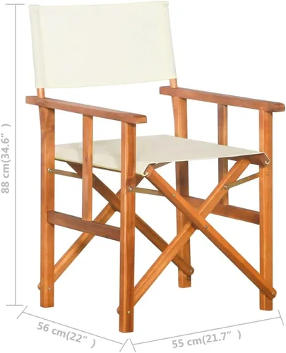 Miniatura 3 de vidaXL Silla de director plegable, madera de acacia maciza, resistente a la intemperie, asiento de poliéster, respaldo, diseño elegante, fácil