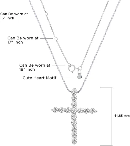 Miniatura 2 de La Joya Collar de cruz de diamante cultivado en laboratorio de 16-12 CT para mujer Deslumbrante collar con colgante de cruz de diamante para mujer