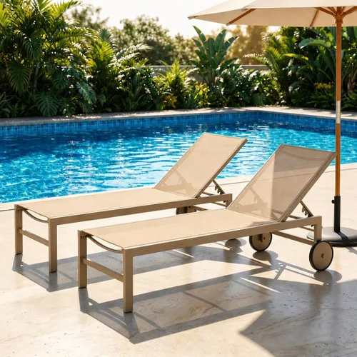 SUNLEI Juego de 2 tumbonas para patio al aire libre, sillas de piscina para exteriores con respaldo ajustable de 5 posiciones y para todo tipo de