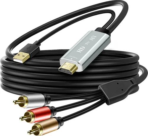 Miniatura 7 de Convertidor HDMI a RCA para TV antigua, adaptador HDMI a AV, convertidor de audio y video de aleación de aluminio 1080P para Fire Stick, Roku