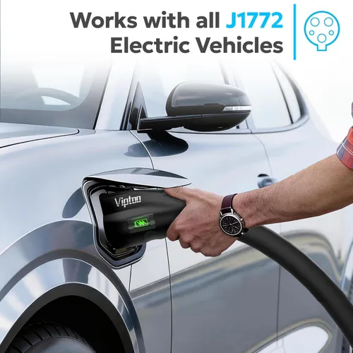 Miniatura 5 de VIPTOO Adaptador Tesla a J1772 60A 250V AC — NACS EV conector de carga con pantalla de estado de carga para Tesla Wall/Destino/Cargador móvil, carga