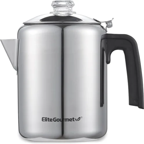 Miniatura 7 de Elite Gourmet EC924 - Percoladora eléctrica de café sin BPA, mantiene el calor, perilla de progreso de preparación transparente, mango de tacto