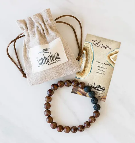 Miniatura 3 de Subherban Lava Rock Bracelet Essential Oil Bracelet - Handmade in the USA - Lava Stone Bracelet for Men - Oil Diffuser Lava Rock - Aromatherapy Oil