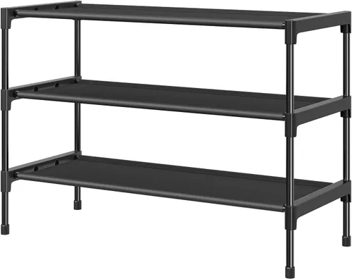 Miniatura 12 de Simple Trending - Zapatero apilable de 2 niveles, organizador de almacenamiento para zapatos de metal, negro