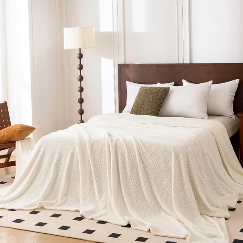 Miniatura 15 de Manta de vellón extragrande King de 120 x 120 pulgadas, manta de franela jacquard 3D sin costuras, suave y acogedora, 10'x10', extra grande