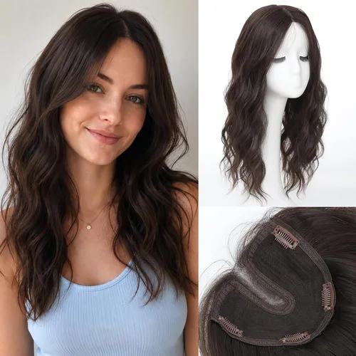 forfeels Toppers de pelo sintético para mujer, fibra de proteína, 20 pulgadas, piezas de cabello para mujer, color marrón, resuelven mujeres con