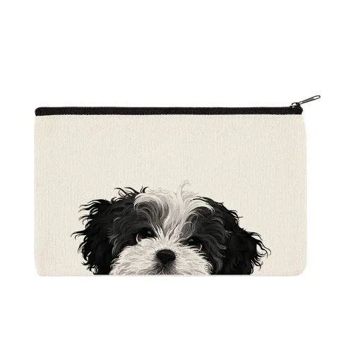 WIRESTER Bolsa de maquillaje de lona con cremallera, bolsa de cosméticos, estuche organizador para mujeres y niñas, bolsa de cosméticos de viaje