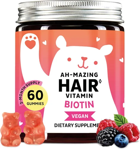 Gomitas de biotina para cabello, piel y uñas. 5,000 mcg de vitaminas veganas de alta potencia para un crecimiento más rápido del cabello, uñas más