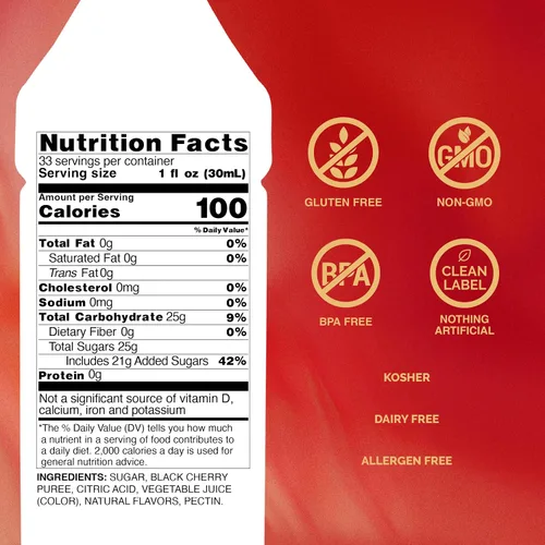 Miniatura 3 de Monin - Puré de cereza negra, sabores naturales, ideal para tés, limonadas, batidos y cócteles, sin OMG, vegano, sin gluten (1 litro)