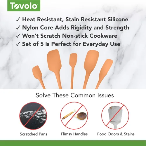 Miniatura 3 de Tovolo Flex Core - Juego de 5 espátulas de silicona resistentes al calor, todos los utensilios de silicona incluyen espátula antiadherente