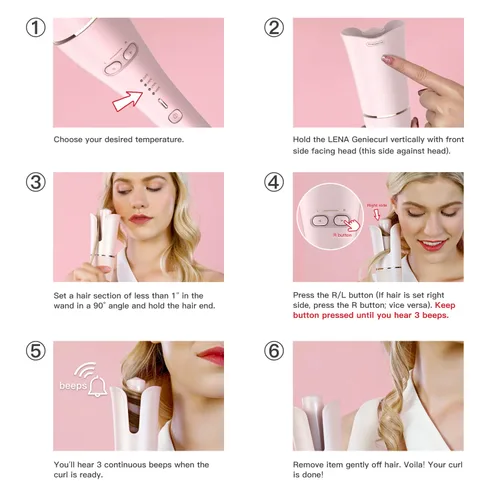 Miniatura 3 de LENA Rizador automático de cabello, rizador de pelo profesional, herramienta de peinado giratoria automática con barril iónico de cerámica y sensor