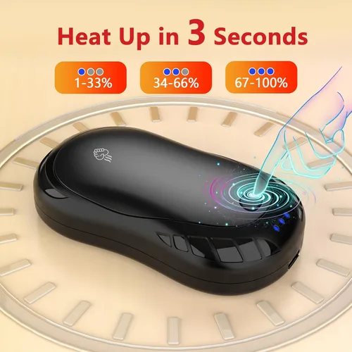 Miniatura 4 de Paquete de 2 calentadores de manos recargables eléctricos portátiles 2 en 1 FANDLISS calentador de bolsillo eléctrico portátil con 12 horas y 3