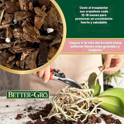 Miniatura 7 de Better-Gro Mezcla especial de orquídeas – Mezcla para macetas de corteza de orquídeas de primera calidad para macetas, trasplantes, drenaje