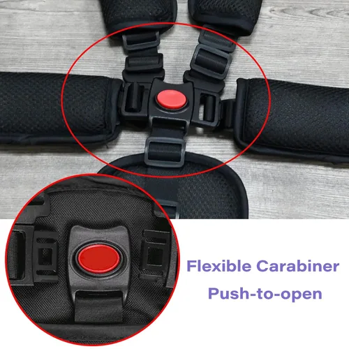 Miniatura 3 de Correas de asiento universales de 5 puntos, cinturón de arnés ajustable para silla alta, cinturón de arnés con 4 almohadillas para los hombros